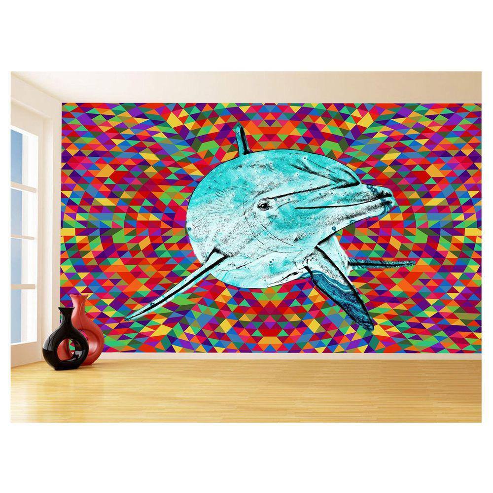 Papel De Parede 3D Animais Pop Art Golfinho Cor 3,5M Pxa265