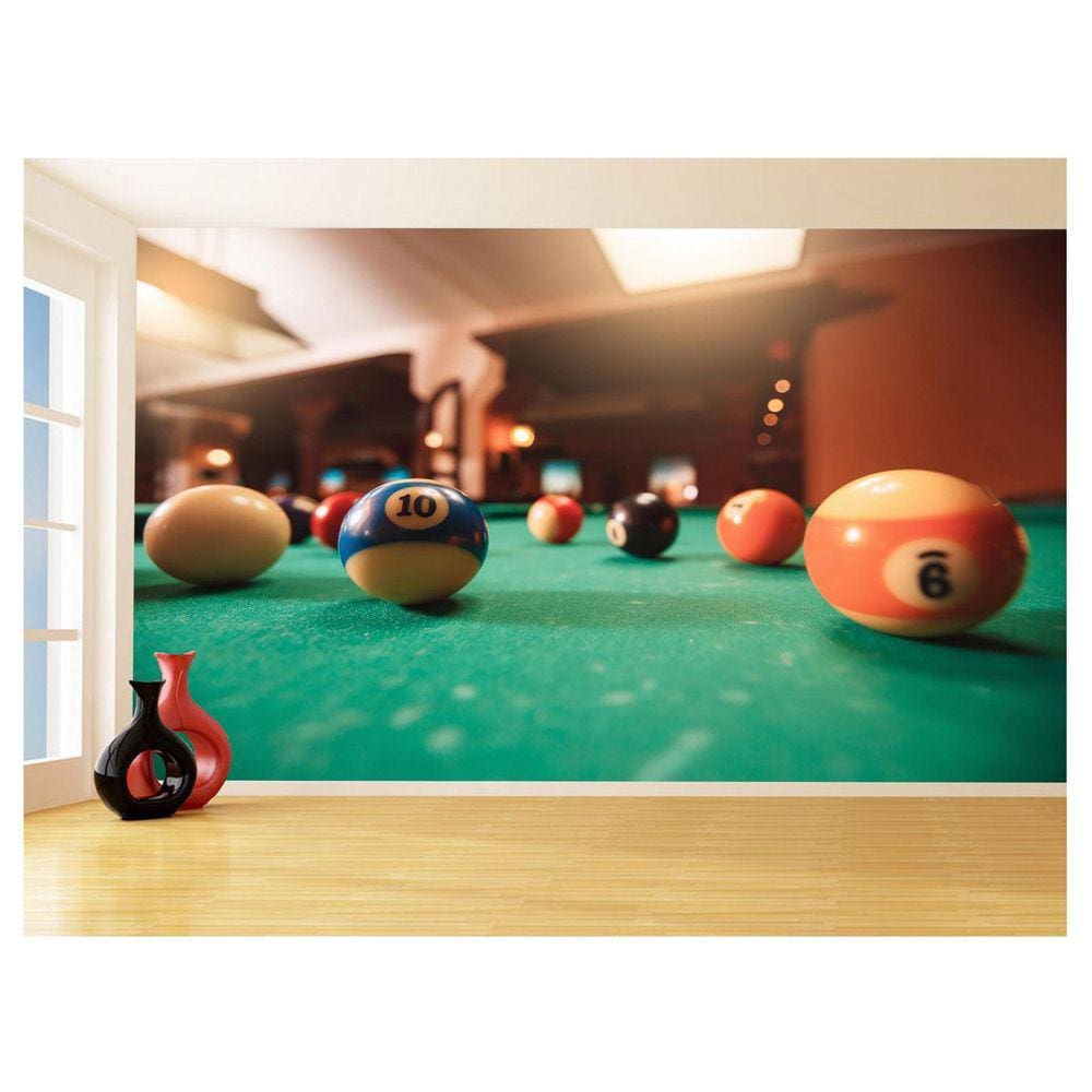 Papel De Parede 3D Salão De Jogos Bilhar Sinuca 3,5M Jcs25