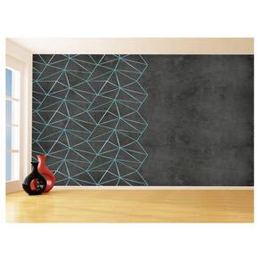 Papel De Parede Concreto Linhas Azul Turquesa 3,5M Kkt271