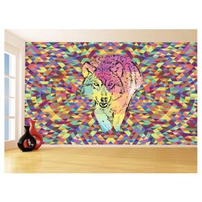 Papel De Parede Animais Pop Art Lobo Colorido 3,5M Pxa576