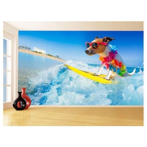 Papel De Parede 3D Animais Cachorro Surfando 3,5M Anm365