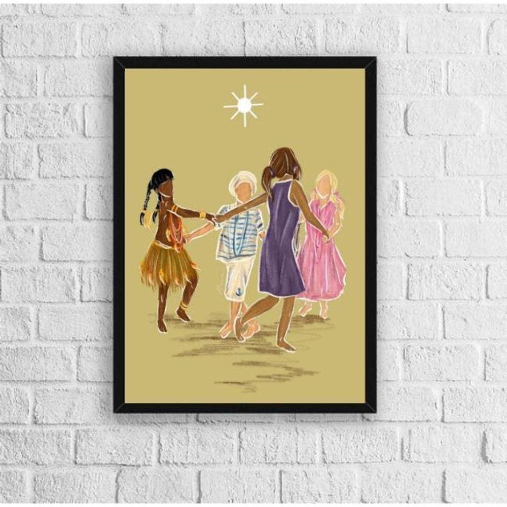 Quadro Decorativo Ibejis 45x34cm - Vidro Moldura Preta