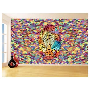 Papel De Parede 3D Animais Pop Art Onça Pintada 3,5M Pxa61