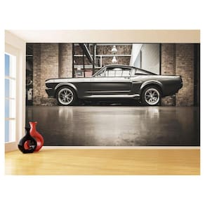 Papel De Parede 3D Carro Antigo Ford Mustang Hot 3,5M Cxr54
