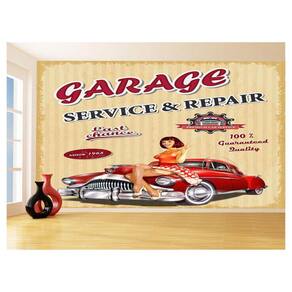 Papel De Parede 3D Carro Antigo Hot Rod Pin Up 3,5M Cxr82