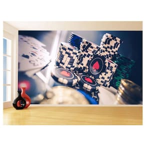 Papel De Parede 3D Salão De Jogos Cartas Poker 3,5M Jcs95