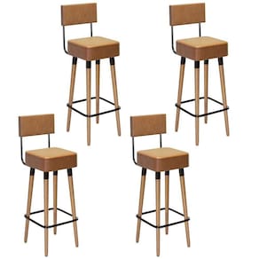 Kit 4 Banquetas Para Bancada Estofada Bariloche Amarula