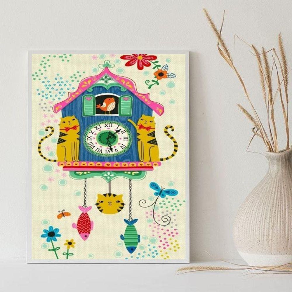Quadro Decorativo Infantil Relógio Cuco 33X24Cm