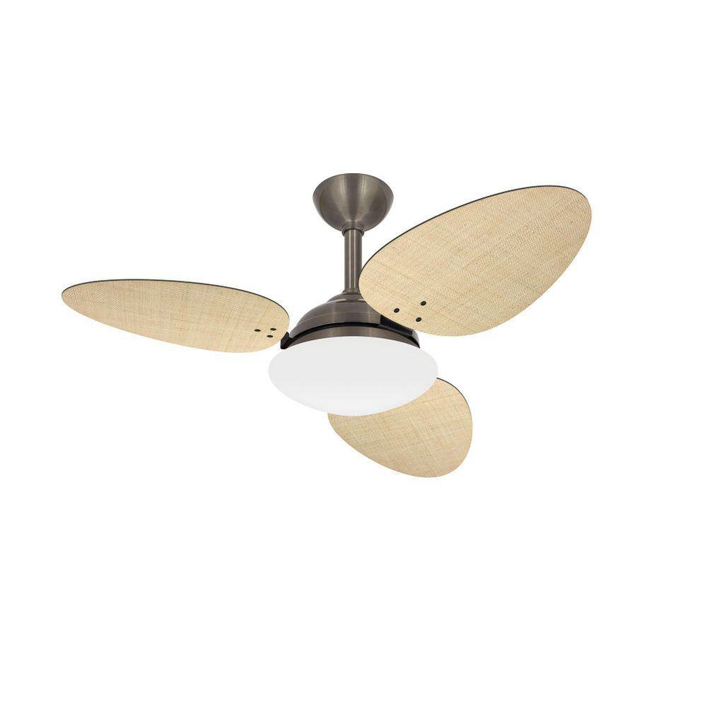 Ventilador Teto Bronze Turbo 3 Pás Palha Trevo Ventax 220V