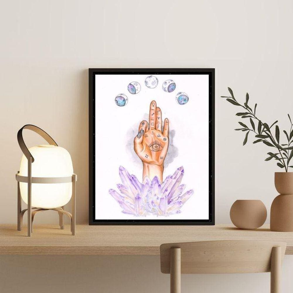 Quadro Mão Astral 33x24cm com Vidro - Moldura Preta