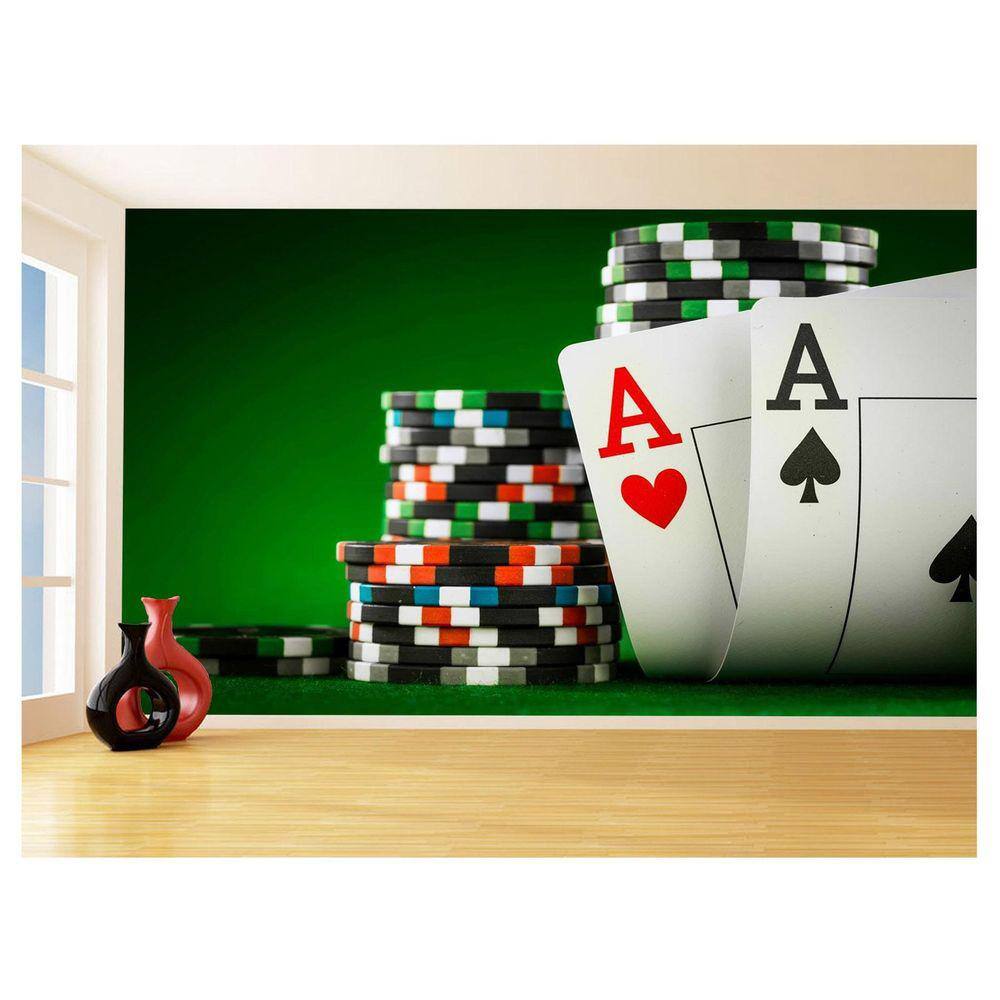 Papel De Parede 3D Salão De Jogos Cartas Poker 3,5M Jcs104