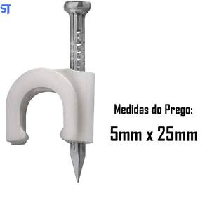 Pacote Fixa Fio Coaxial 8 Com Prego 5Mm X25Mm Com 40 Peças