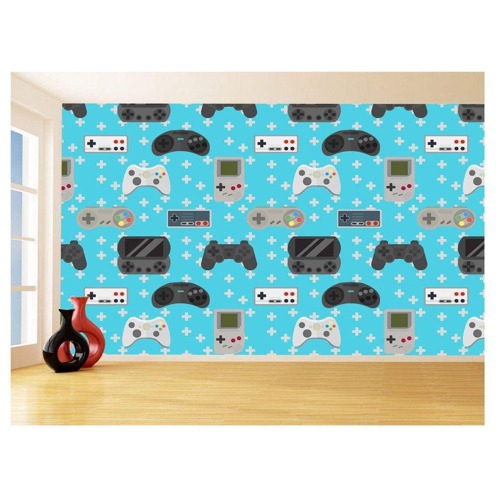 Papel De Parede 3D Infantil Controle Game Jogo 3,5M Azs263