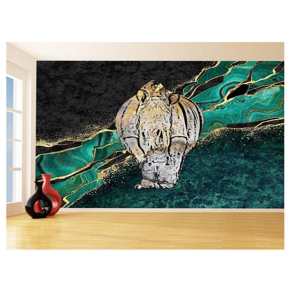 Papel De Parede 3D Animais Pop Art Rinoceronte 3,5M Pxa484