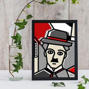 Quadro Decorativo Chaplin Pop Art 33x24cm Moldura Preta