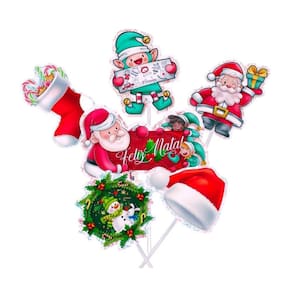 Kit 14 Espetos Natalinos Palito Topo Doce Bolo Enfeite Natal