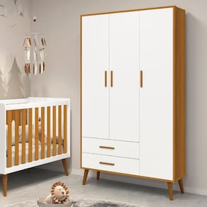 Guarda Roupa Infantil 3 Portas Isis Branco/Savana