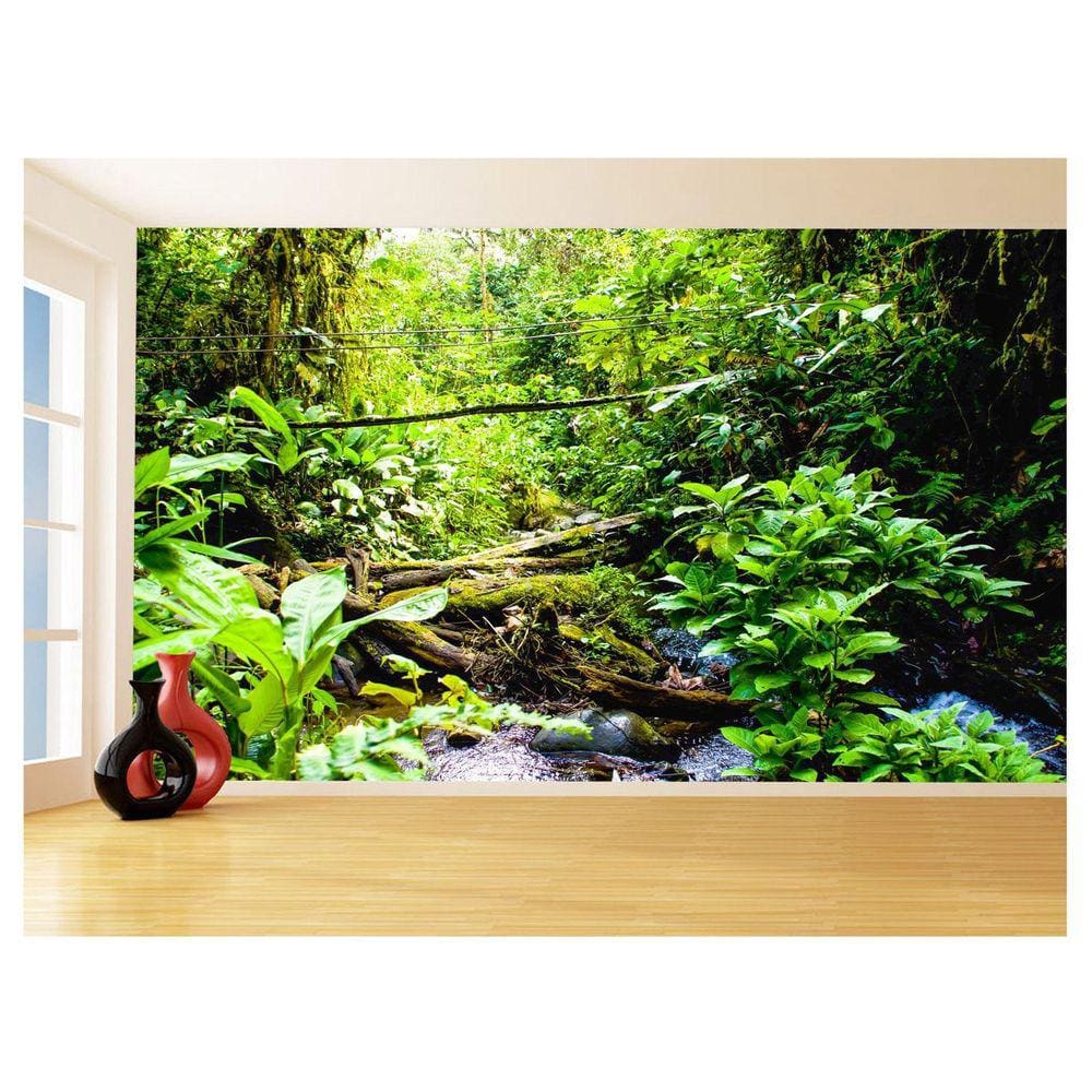 Papel De Parede Floresta Tropical Riacho Água 3,5M Xna221
