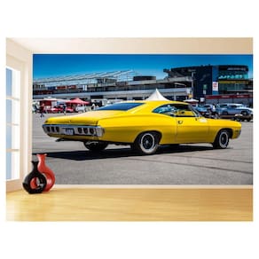 Papel De Parede 3D Carro Antigo Clássico Vintage 3,5M Cxr23
