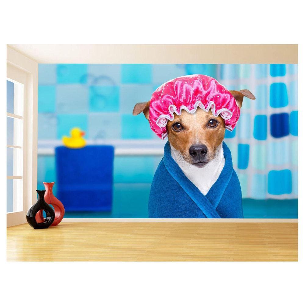 Papel De Parede Animal Cão Petshop Banho Tosa 3,5M Anm377
