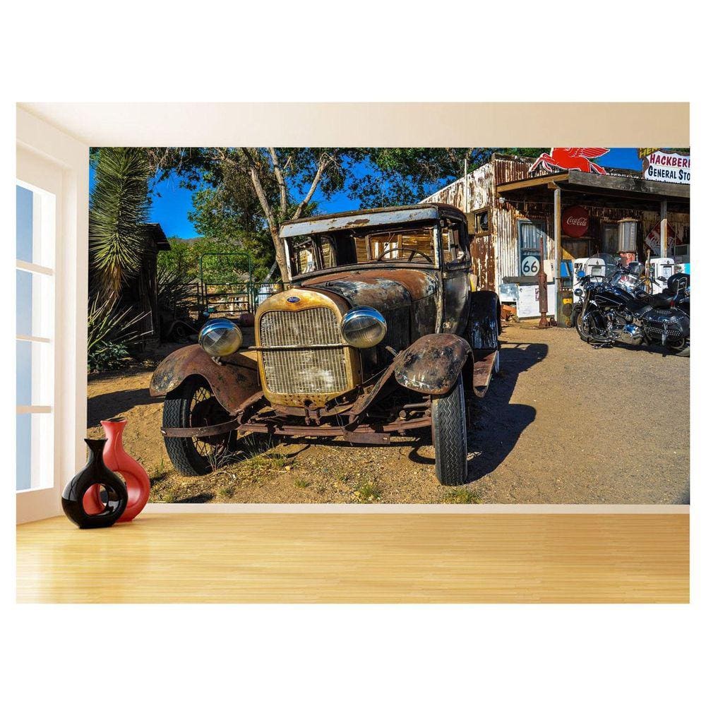 Papel De Parede 3D Carro Antigo Hot Rod Custom 3,5M Cxr77