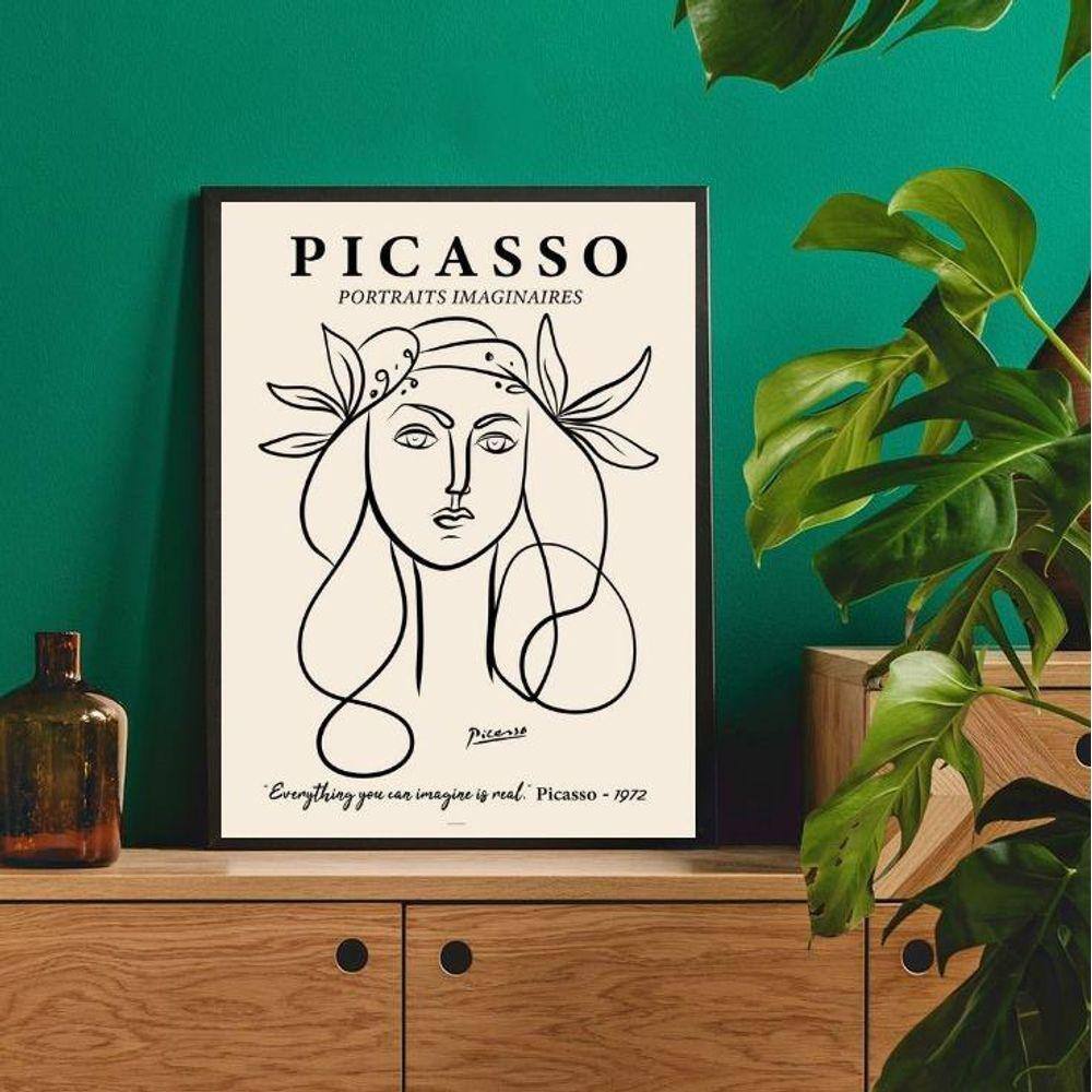 Quadro Minimalista Picasso 33x24cm - Madeira Branca
