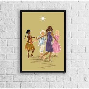 Quadro Decorativo Ibejis 33x24cm - Vidro Moldura Preta