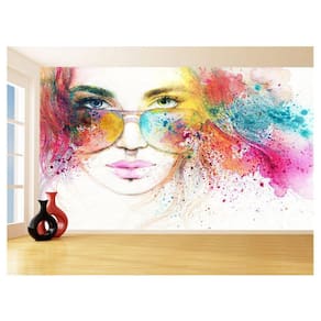 Papel De Parede 3D Arte Rosto Mulher Colorido 3,5M Tra65