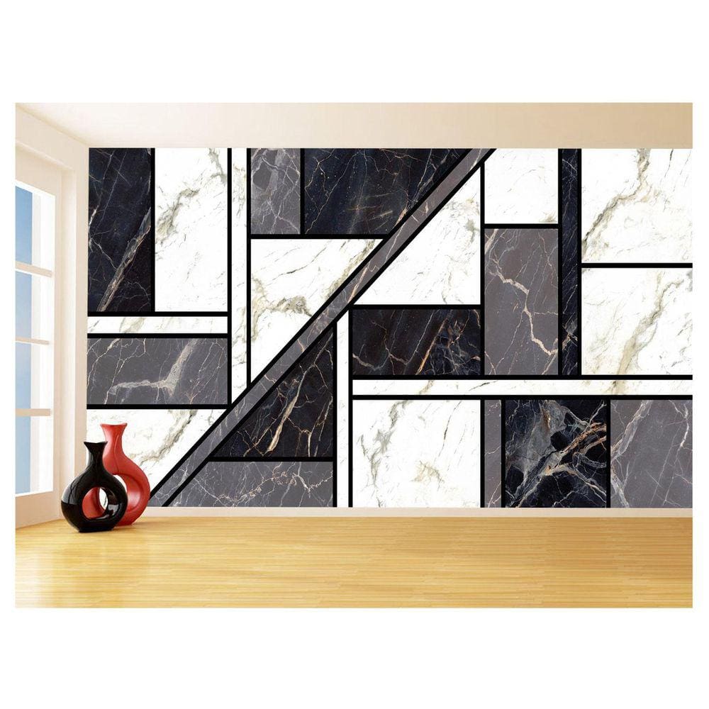 Papel De Parede 3D Estilo Marmore Cores Formas 3,5M Mbr26