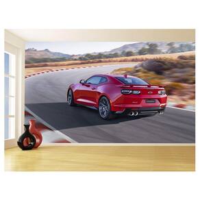 Papel De Parede 3D Carro Camaro Chevy Vermelho 3,5M Car52
