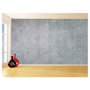 Papel De Parede Concreto Linhas Azul Turquesa 3,5M Kkt304