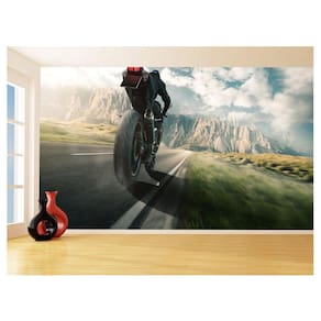 Papel De Parede 3D Moto Esporte Viagem Estrada 3,5M Bkm78