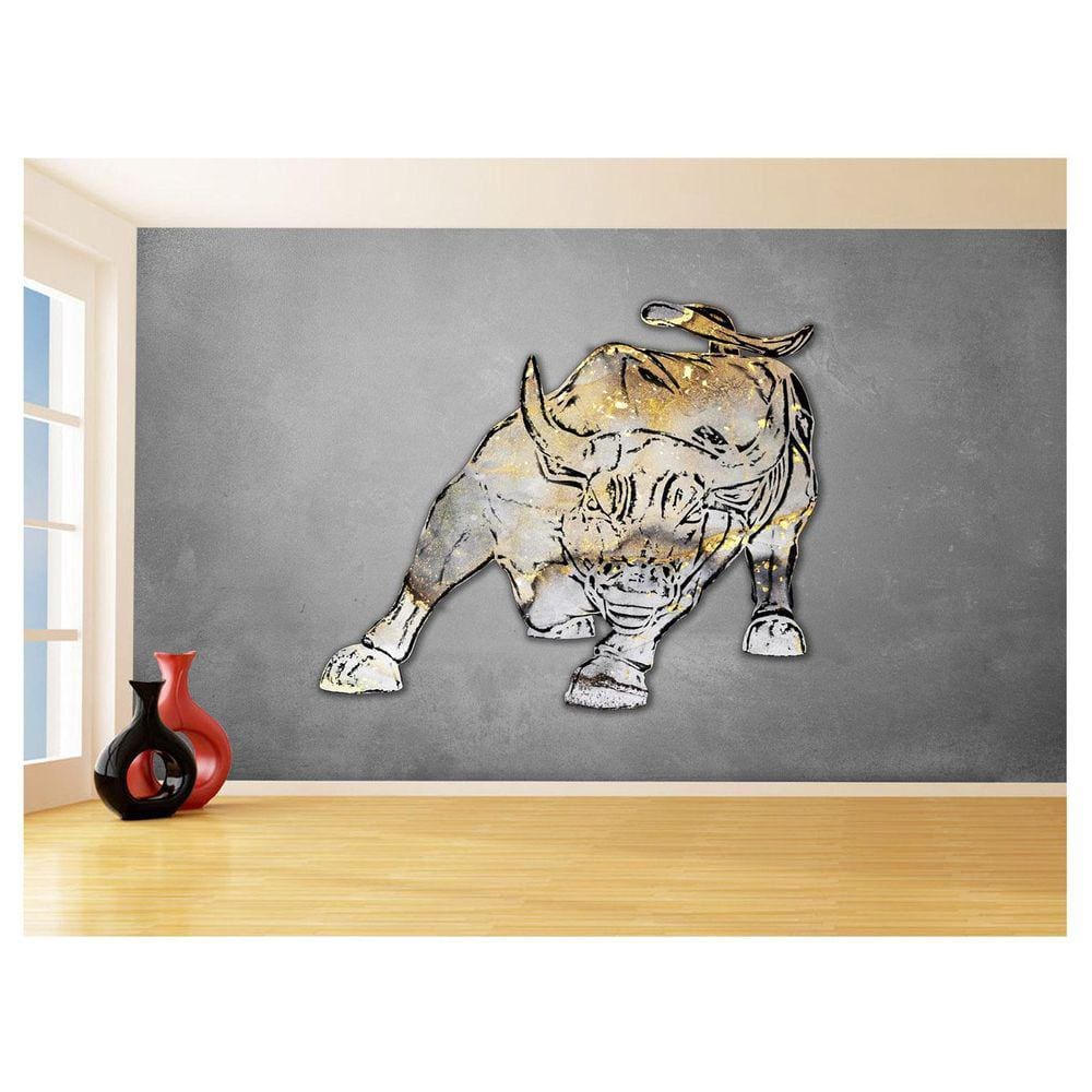 Papel De Parede 3D Animais Pop Art Touro Bull 3,5M Pxa193
