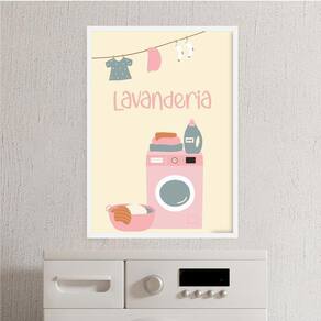 Quadro Decorativo De Lavanderia 24X18Cm Branca
