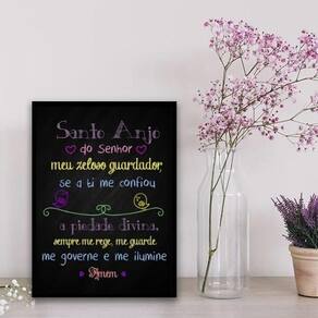 Quadro Santo Anjo Do Senhor Colorido 33X24Cm - Vidro Branca