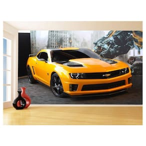Papel De Parede Carro Camaro Chevrolet Amarelo 3,5M Car37