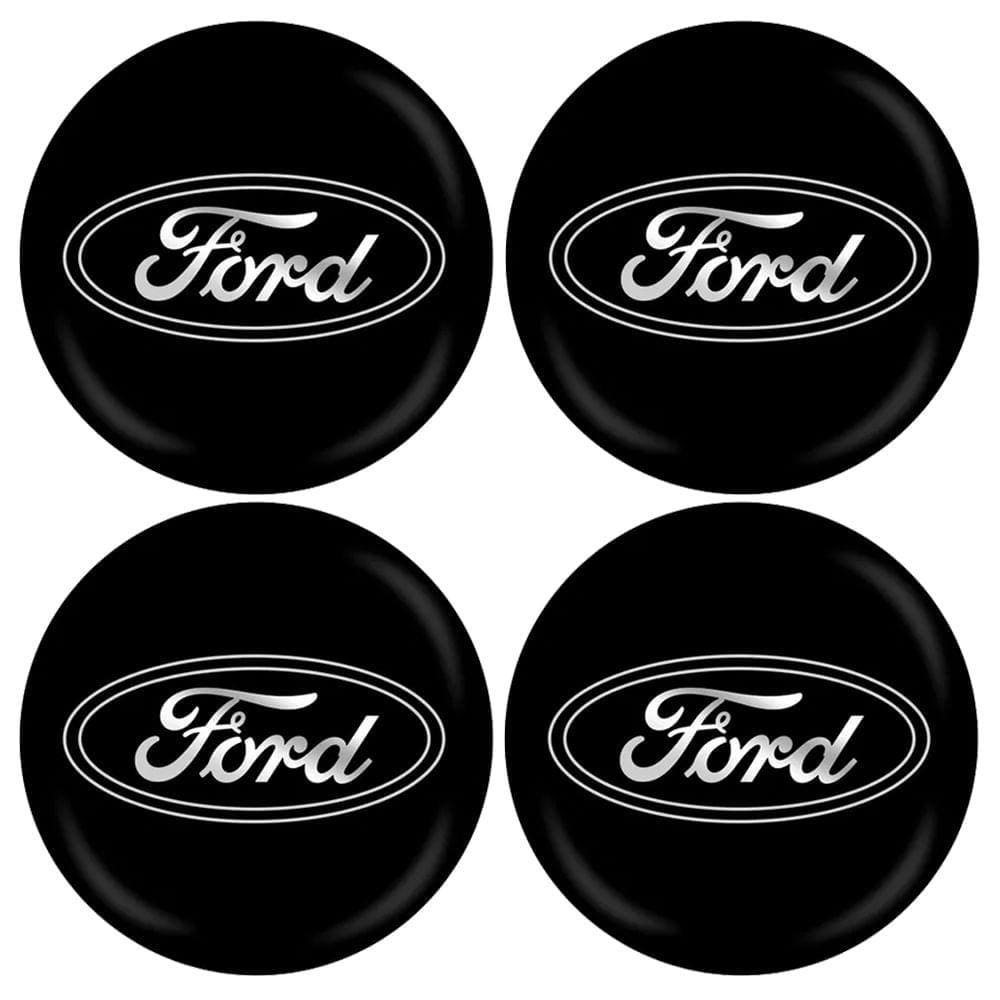 Jogo Emblema Calota Resinada Ford 48mm Preto
