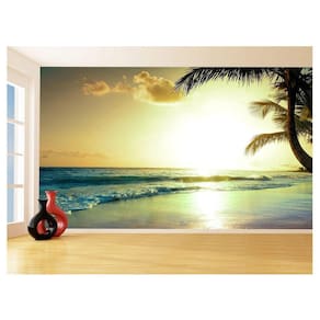 Papel De Parede 3D Paisagem Por Do Sol Mar Praia 3,5M Pds48