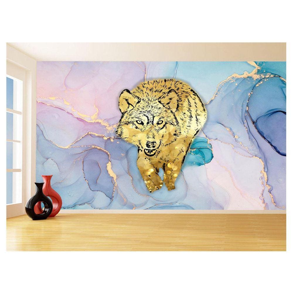 Papel De Parede Animais Pop Art Lobo Colorido 3,5M Pxa582