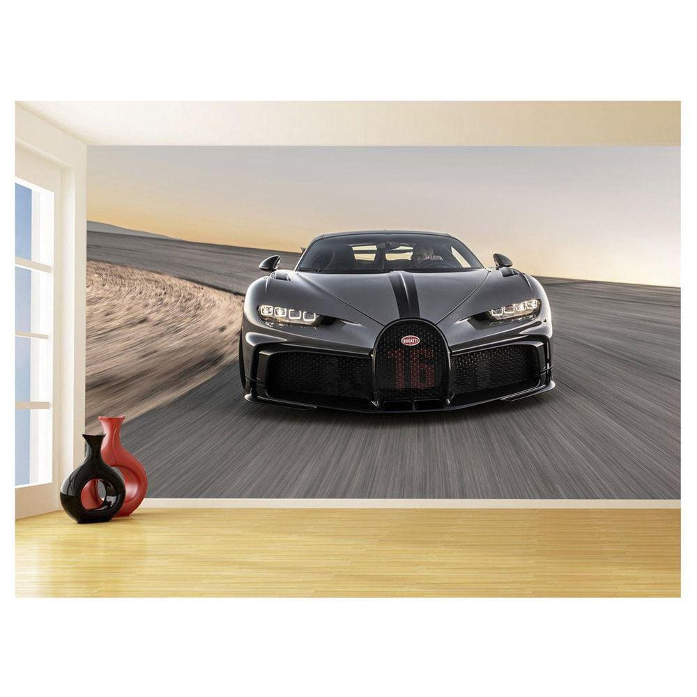 Papel De Parede 3D Carro Bugatti Chiron Pista 3,5M Car11
