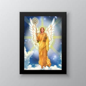 Quadro Decorativo Arcanjo Jofiel 45x34cm - Madeira Preta