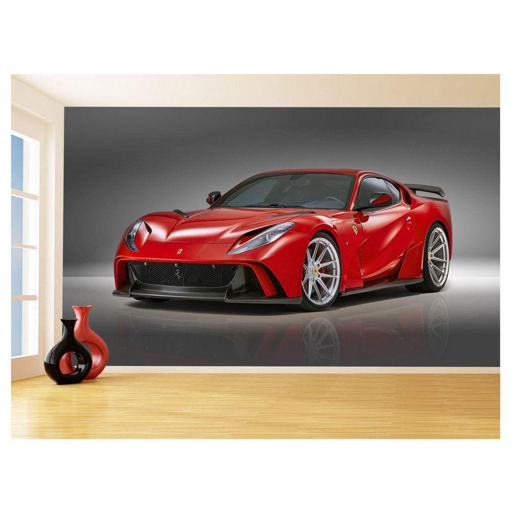 Papel De Parede 3D Carro Ferrari Vermelha Pista 3,5M Car129