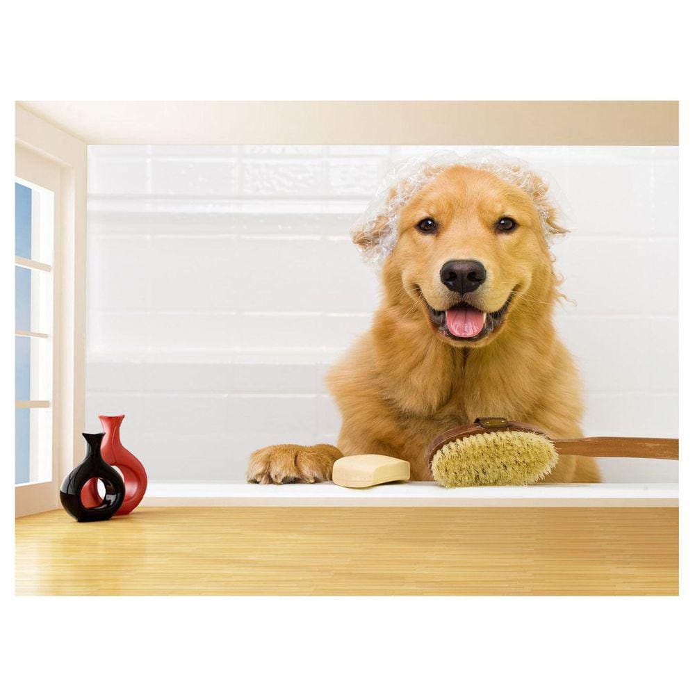 Papel De Parede Animal Cão Petshop Banho Tosa 3,5M Anm383