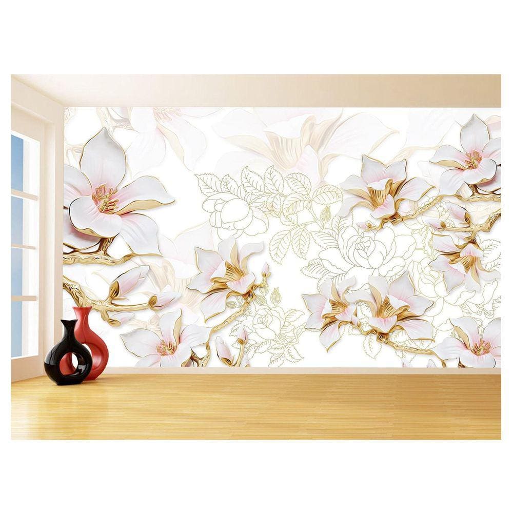 Papel De Parede 3D Floral Textura Sala Flores 3,5M Xfl343