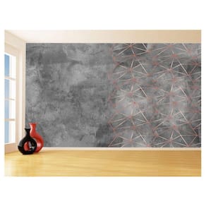Papel De Parede 3D Concreto Linhas Dourado Rose 3,5M Kkt252
