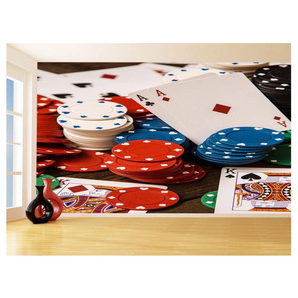 Papel De Parede 3D Salão De Jogos Cartas Poker 3,5M Jcs75