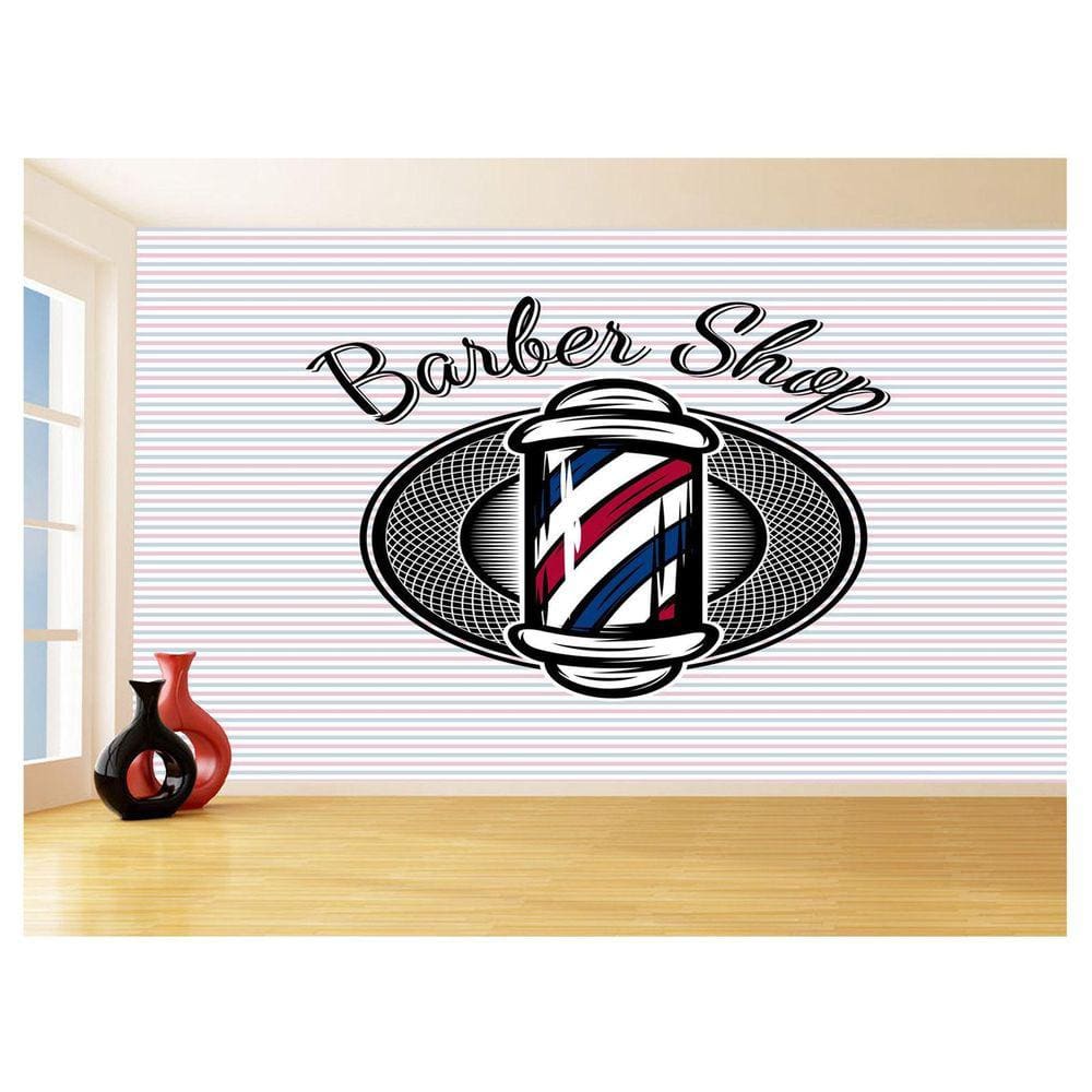 Papel De Parede 3D Barbearia Barber Shop Logo 3,5M Brb17