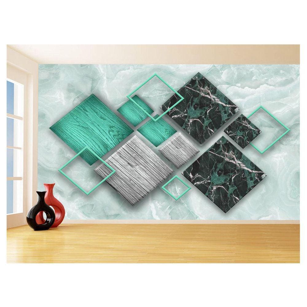 Papel De Parede 3D Estilo Marmore Cores Formas 3,5M Mbr36