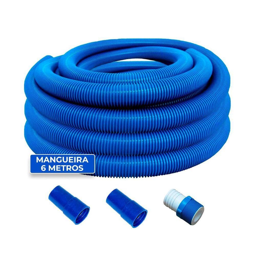 Mangueira Flutuante 6Mts Com Ponteiras E Adaptador Piscina
