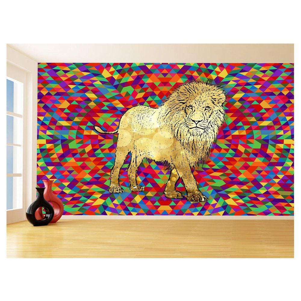Papel De Parede Animais Pop Art Leão Rei Selva 3,5M Pxa27